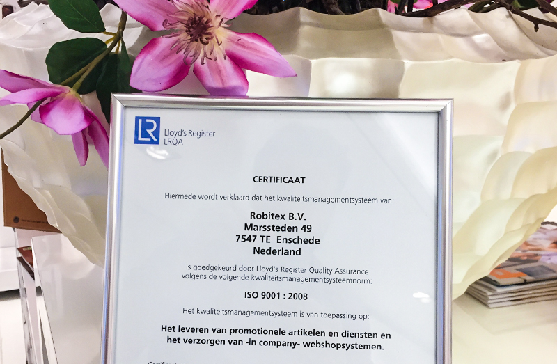 Robitex ISO9001 certificaat
